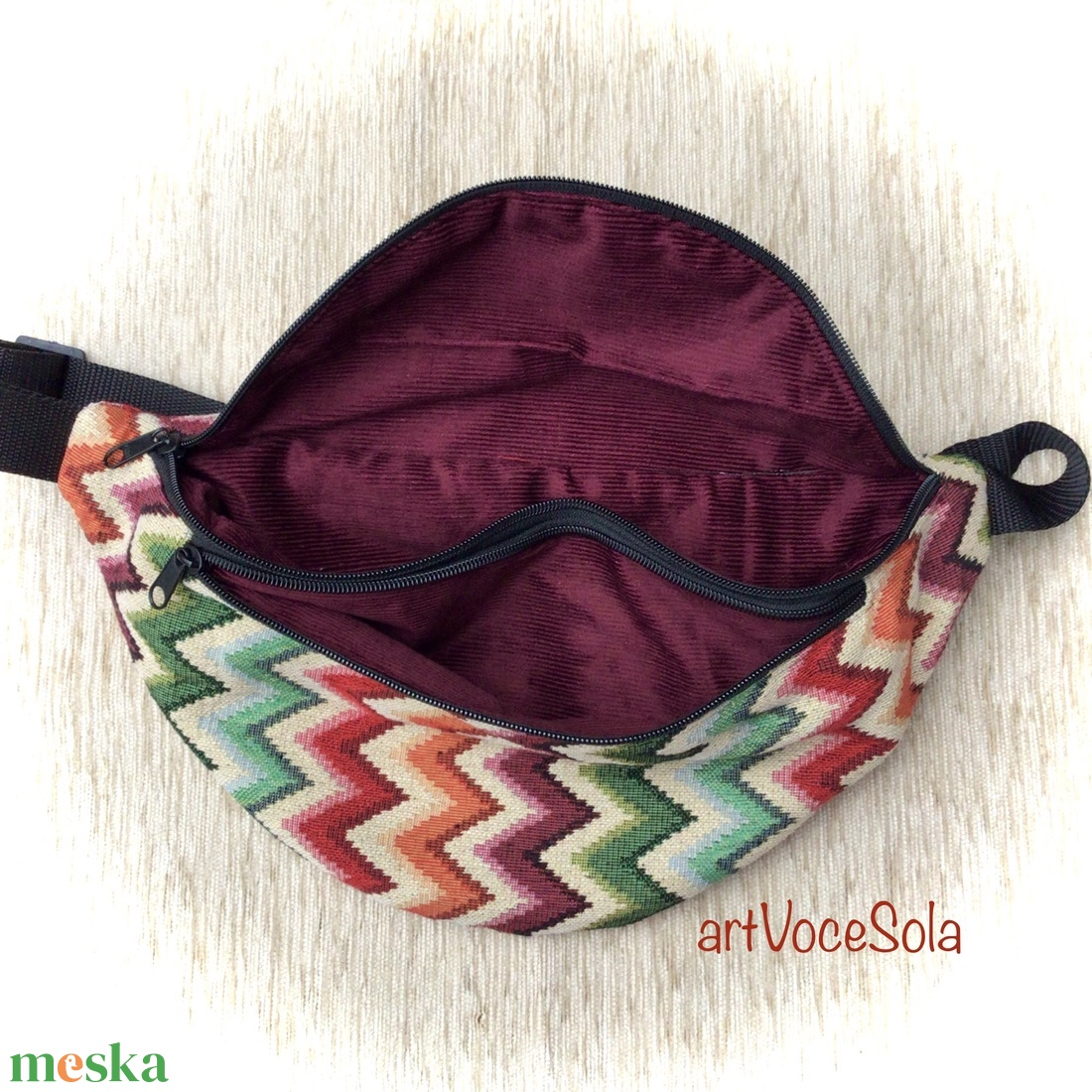 Színes hullámok XL nagy Övtáska - táska & tok - övtáska - Meska.hu