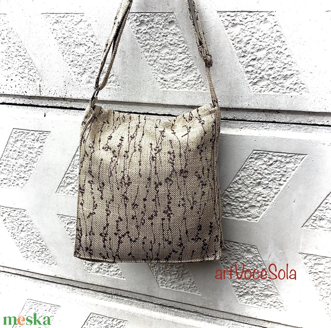 Útifű-mintás Tarisznya - táska & tok - kézitáska & válltáska - vállon átvethető táska - Meska.hu