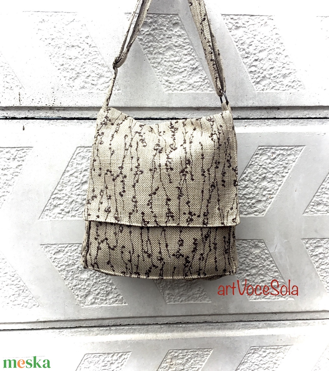 Útifű-mintás Tarisznya - táska & tok - kézitáska & válltáska - vállon átvethető táska - Meska.hu