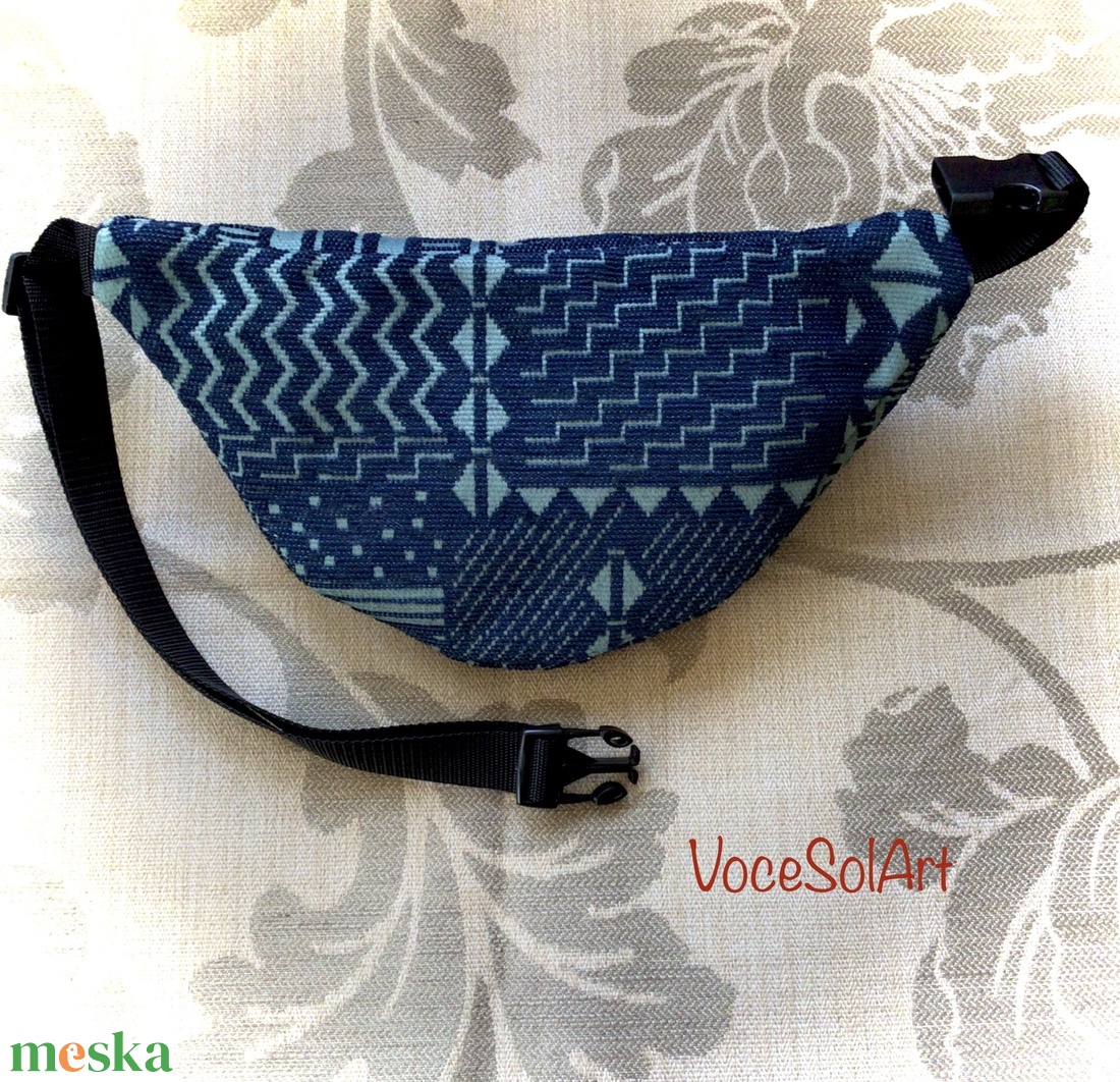 Tengerminták - Türkizkék XL nagy Övtáska - táska & tok - övtáska - Meska.hu