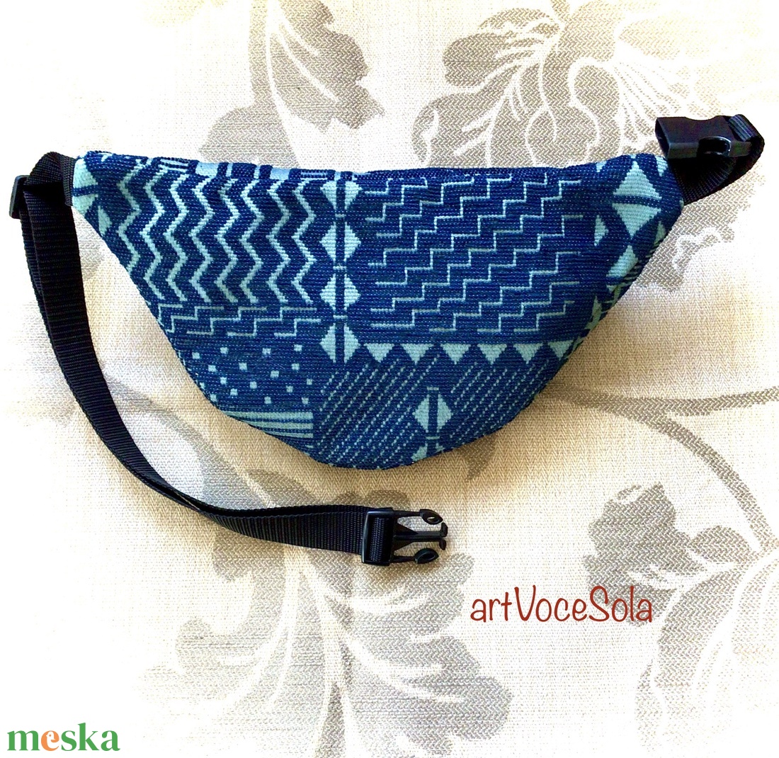 Tengerminták - Türkizkék XL nagy Övtáska - táska & tok - övtáska - Meska.hu