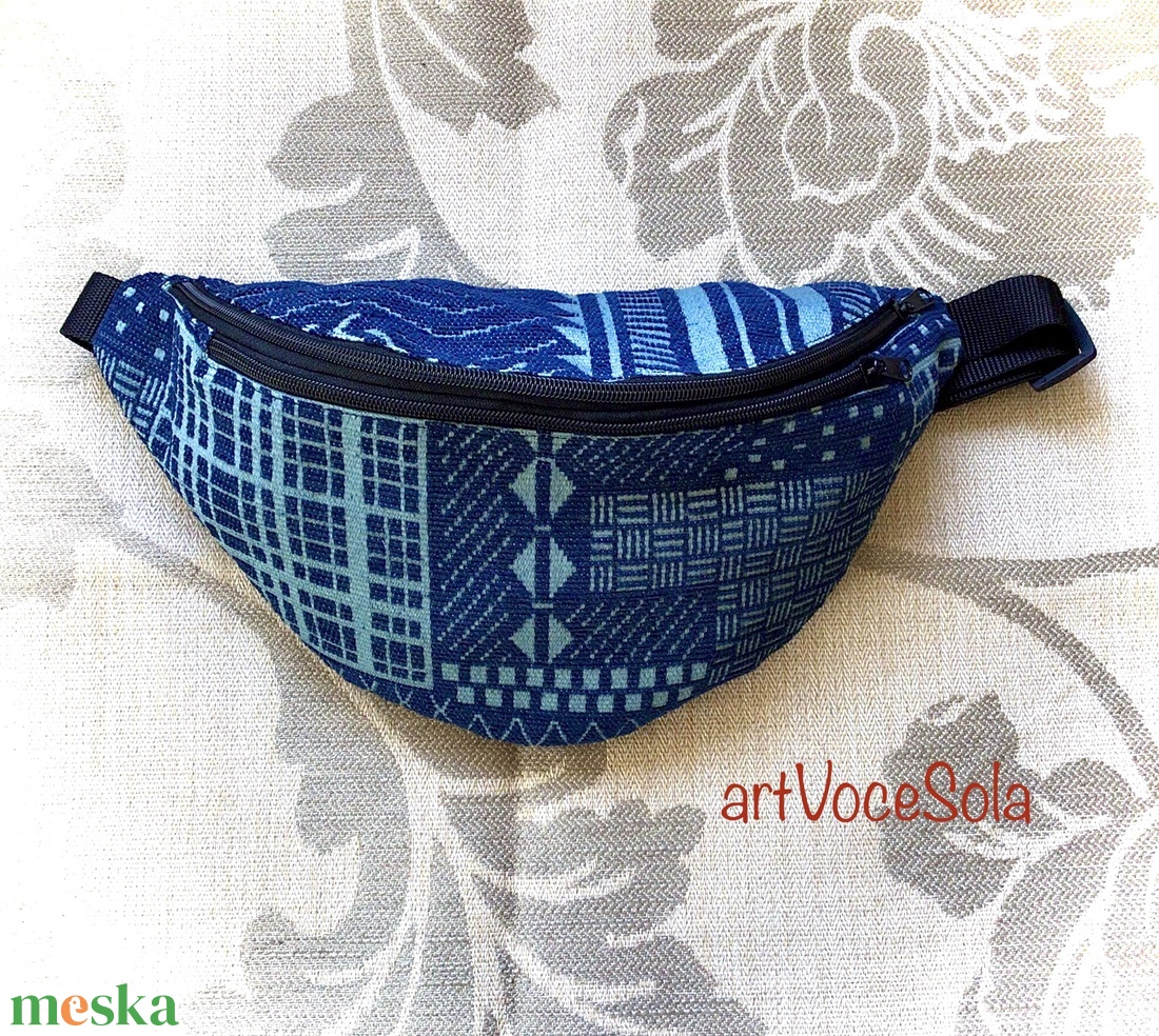 Tengerminták - Türkizkék XL nagy Övtáska - táska & tok - övtáska - Meska.hu