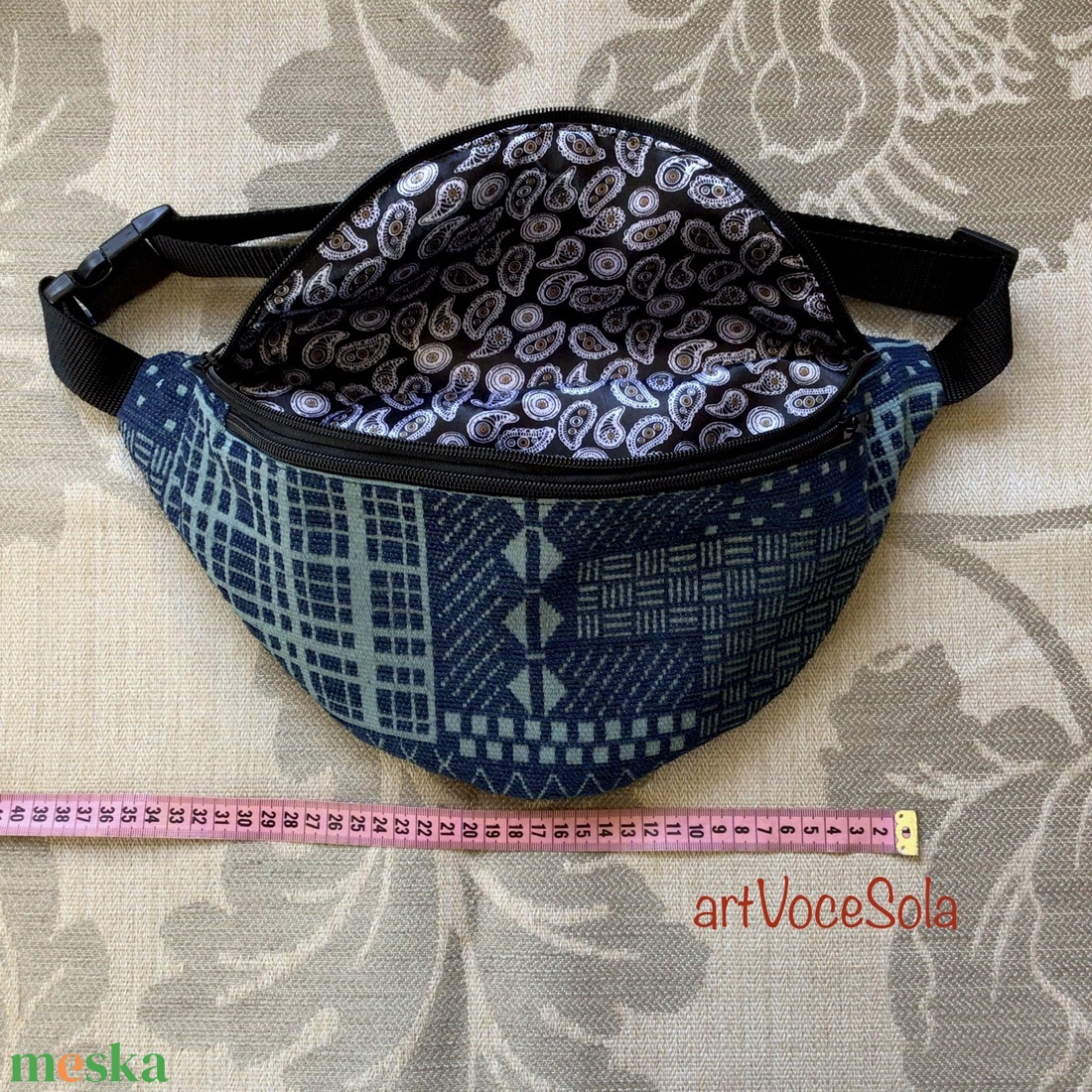 Tengerminták - Türkizkék XL nagy Övtáska - táska & tok - övtáska - Meska.hu