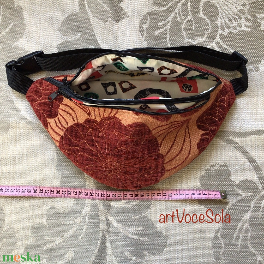 Pünkösdirózsa- Narancssárga  XL nagy Övtáska - táska & tok - övtáska - Meska.hu