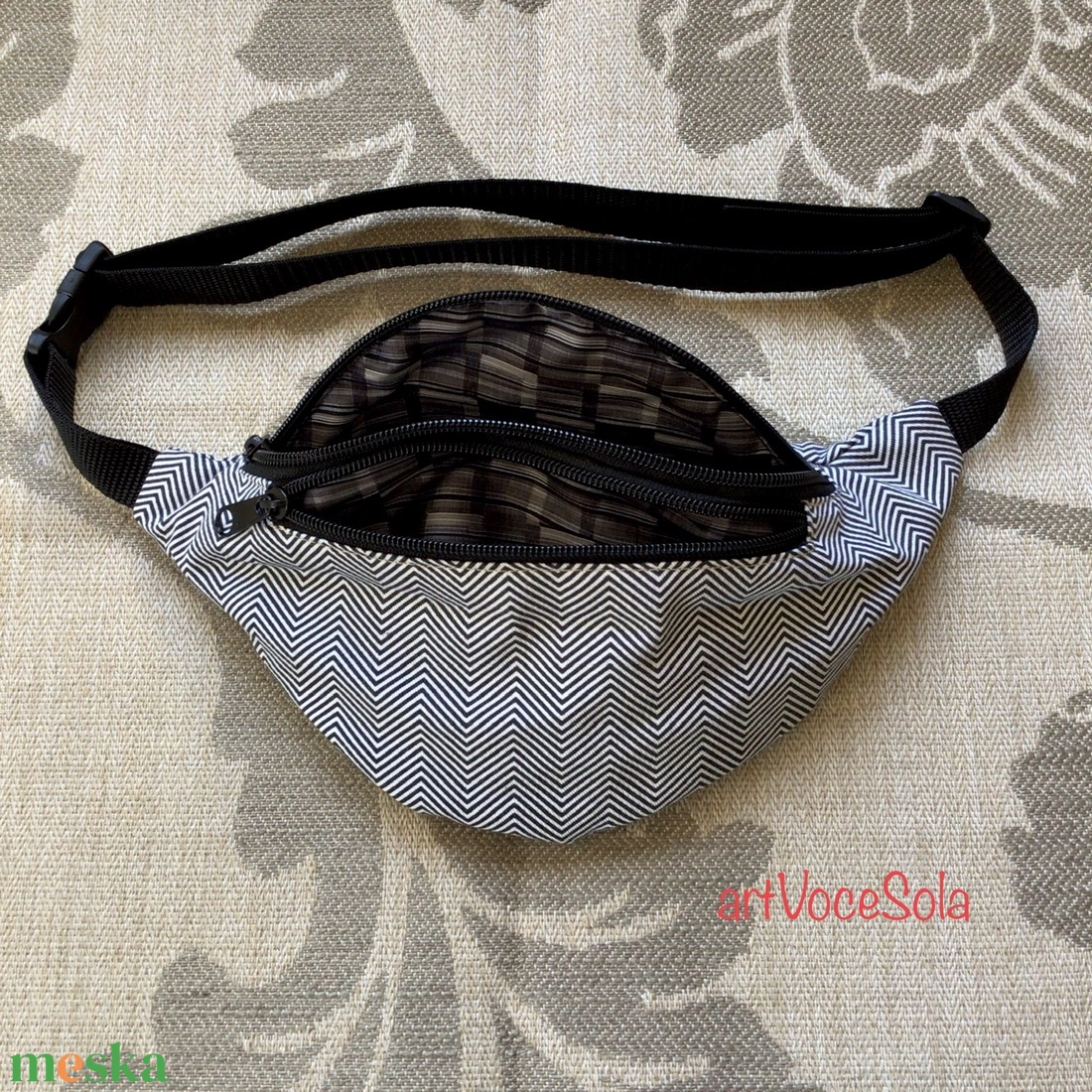 Cikk cakk- vászon  Övtáska - táska & tok - övtáska - Meska.hu