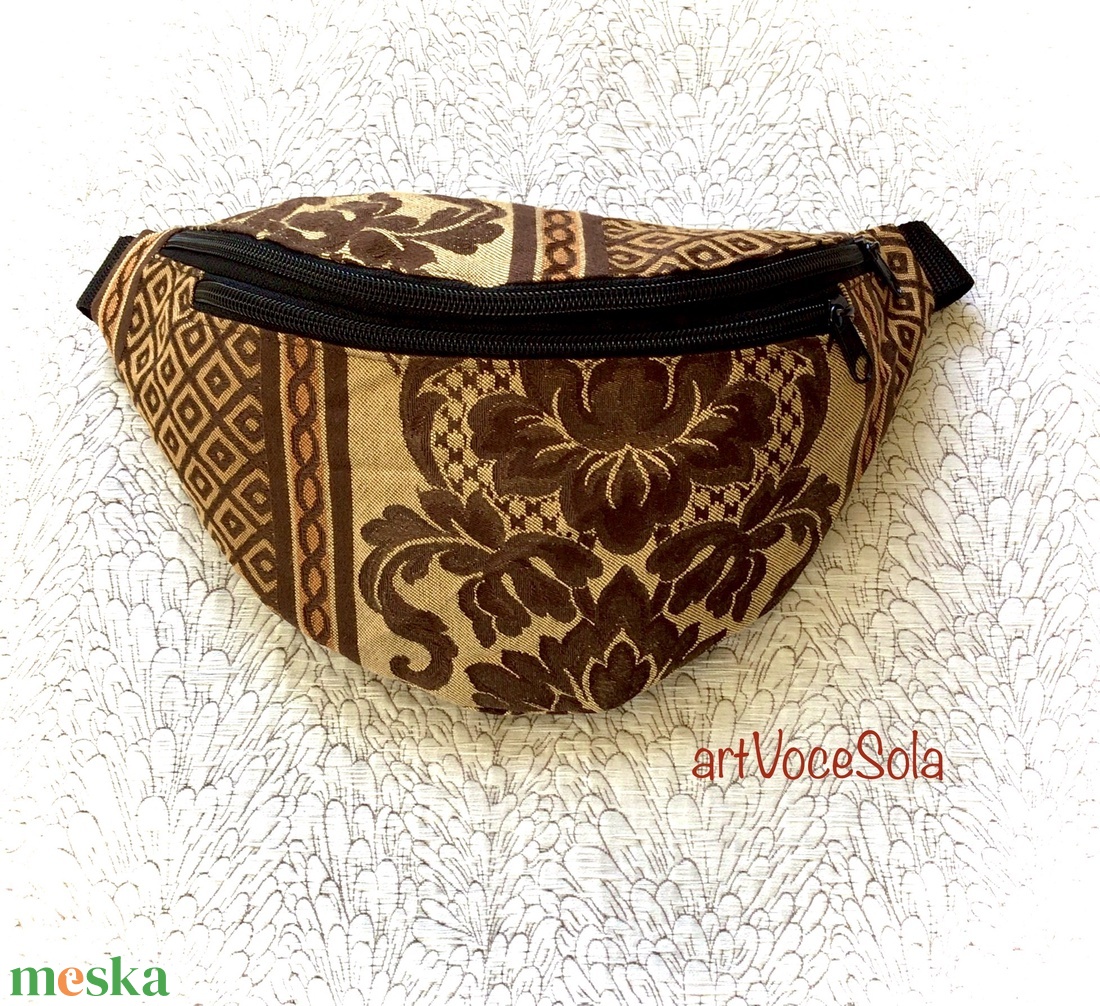 Barna virág- nagy Övtáska - táska & tok - övtáska - Meska.hu