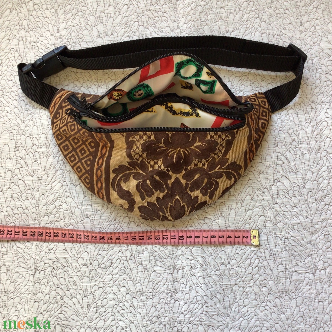 Barna virág- nagy Övtáska - táska & tok - övtáska - Meska.hu