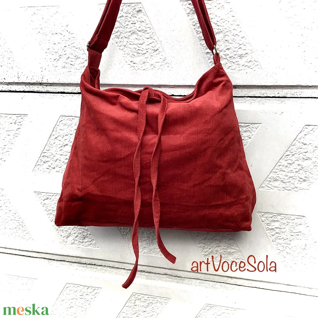 Terrakotta- Kordbársony Táska - táska & tok - kézitáska & válltáska - vállon átvethető táska - Meska.hu