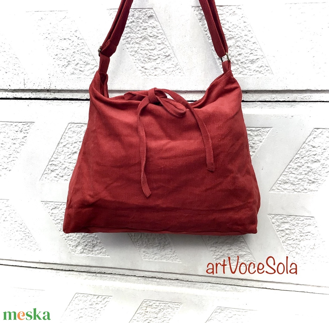 Terrakotta- Kordbársony Táska - táska & tok - kézitáska & válltáska - vállon átvethető táska - Meska.hu