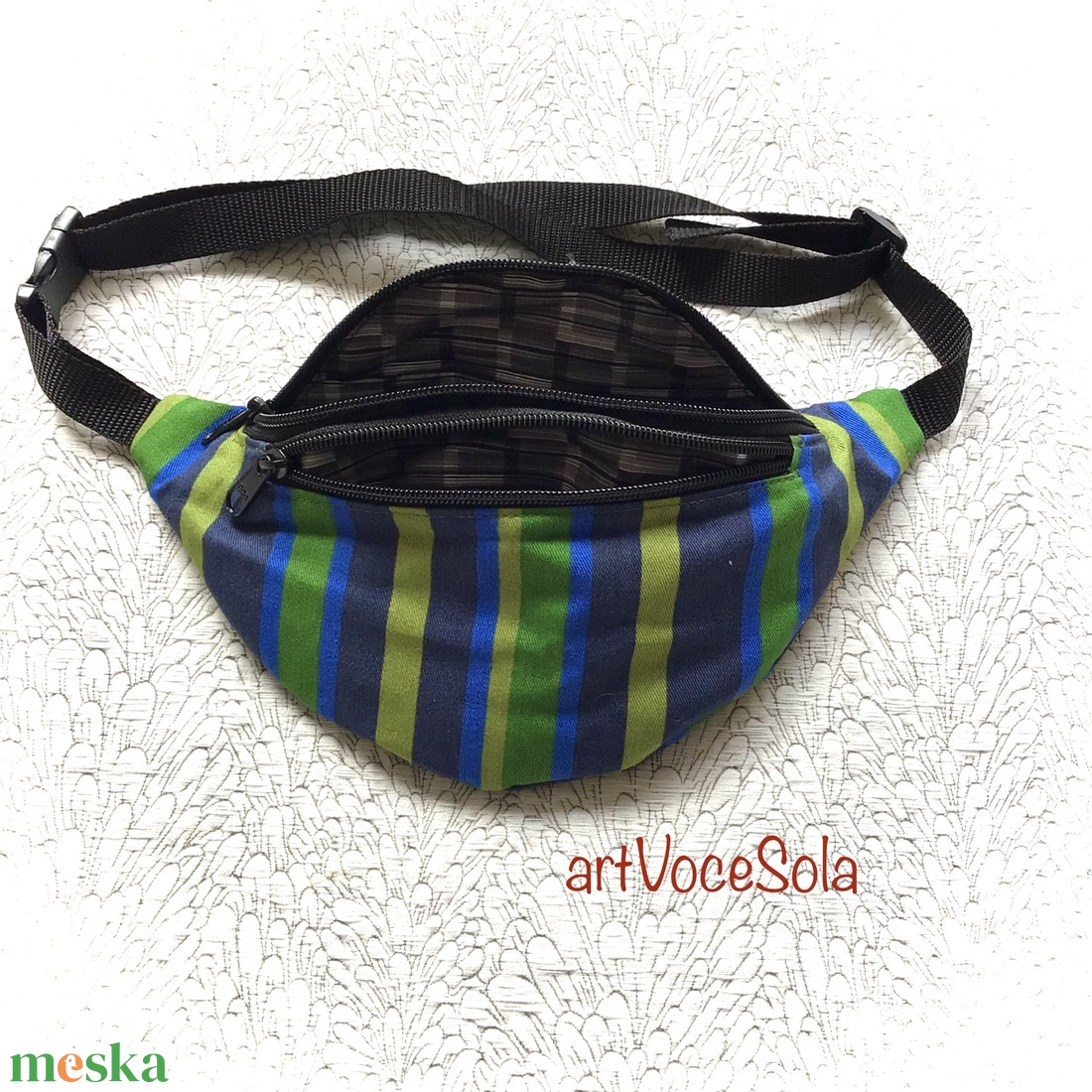 Vetésforgó  - csíkos Övtáska - táska & tok - övtáska - Meska.hu