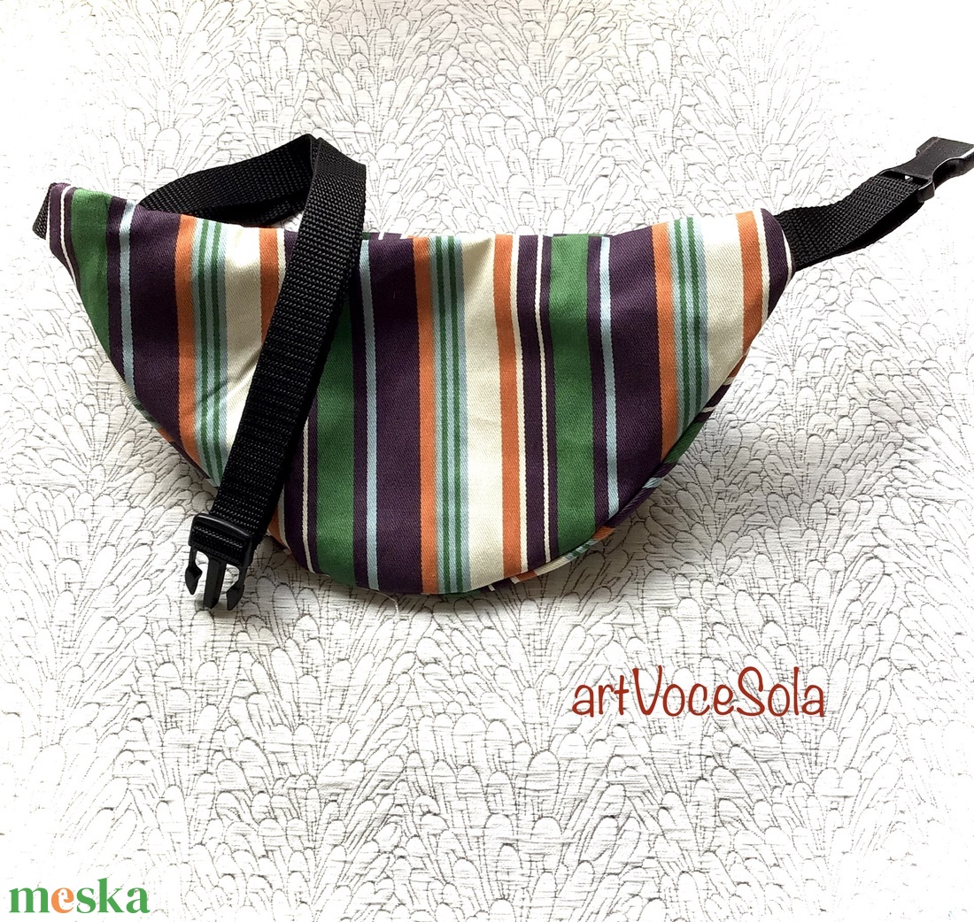 Kirándulás- csíkos Övtáska - táska & tok - övtáska - Meska.hu