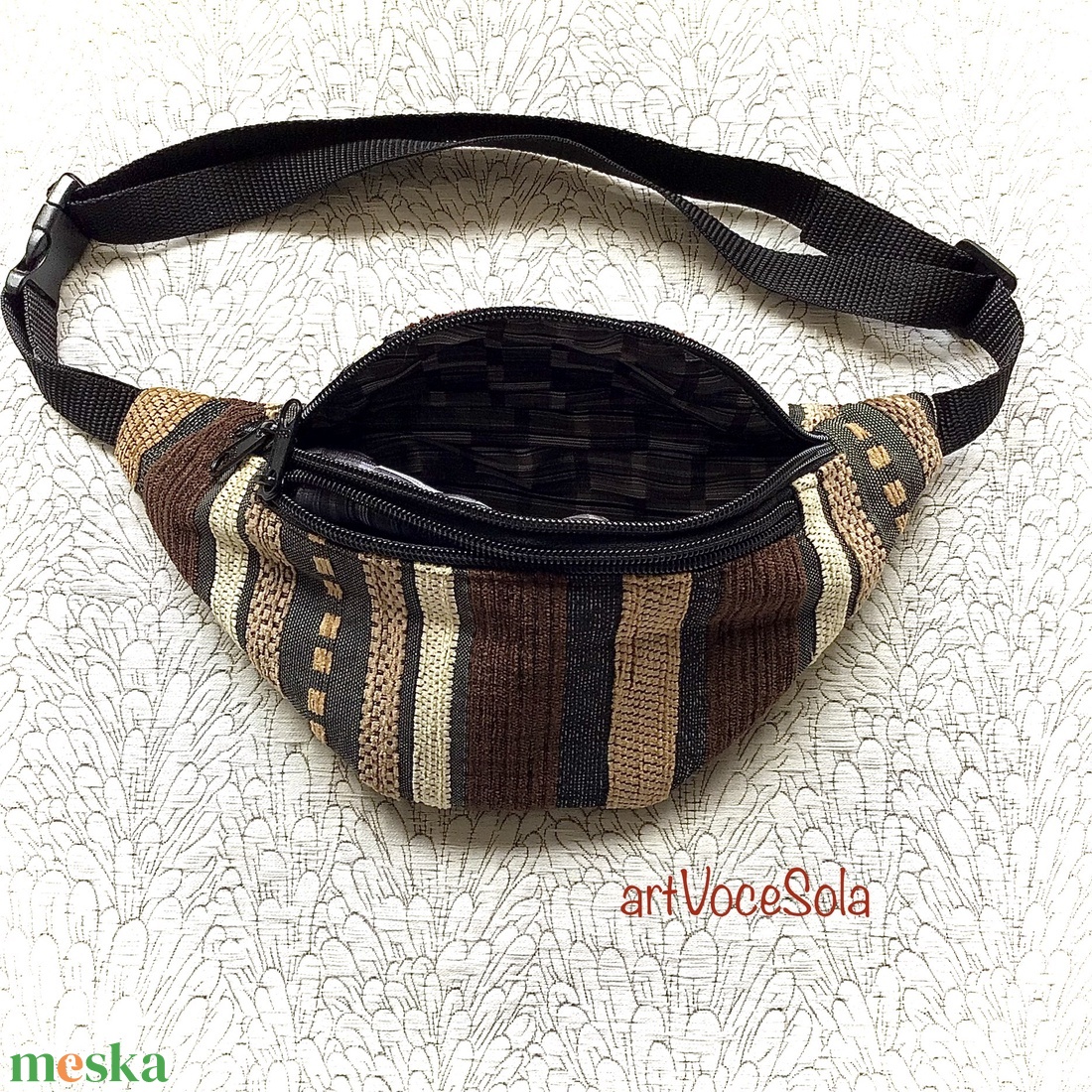 Csokoládé-csíkos övtáska - táska & tok - övtáska - Meska.hu