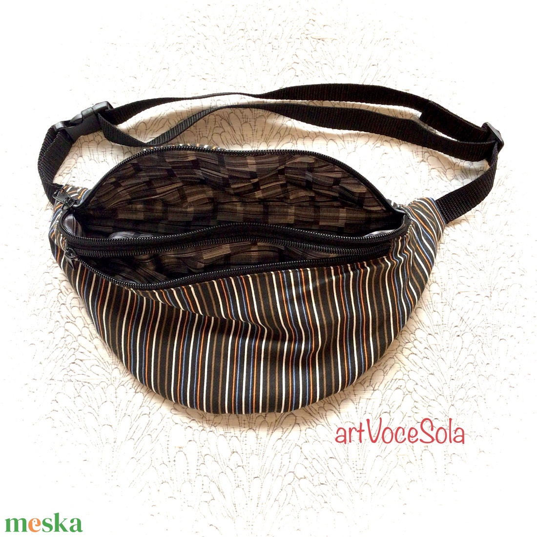 FöldÉg - csíkos nagy Övtáska - táska & tok - övtáska - Meska.hu