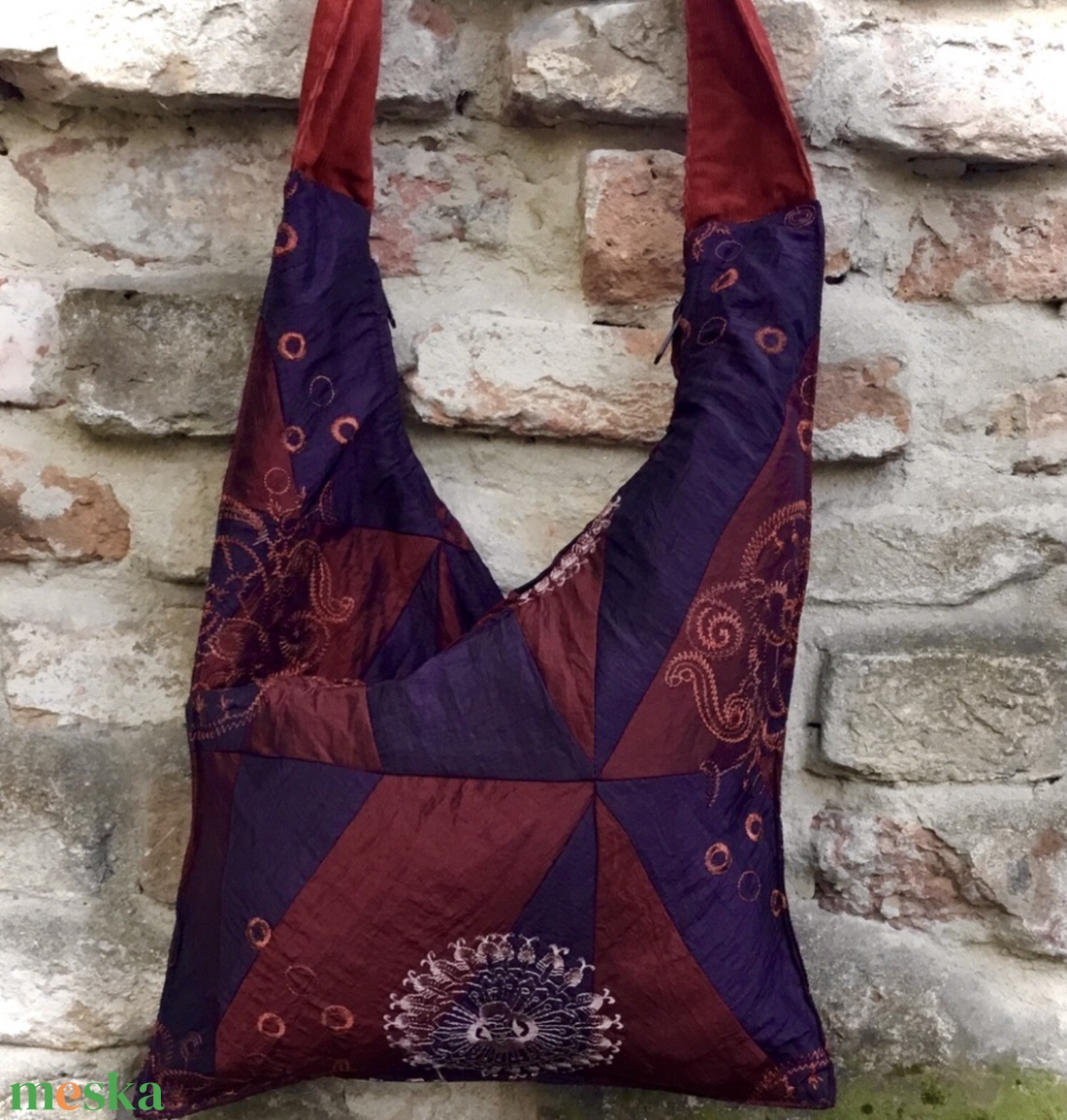 Hímzett naplemente -patchwork Tarisznya - táska & tok - kézitáska & válltáska - tarisznya - Meska.hu