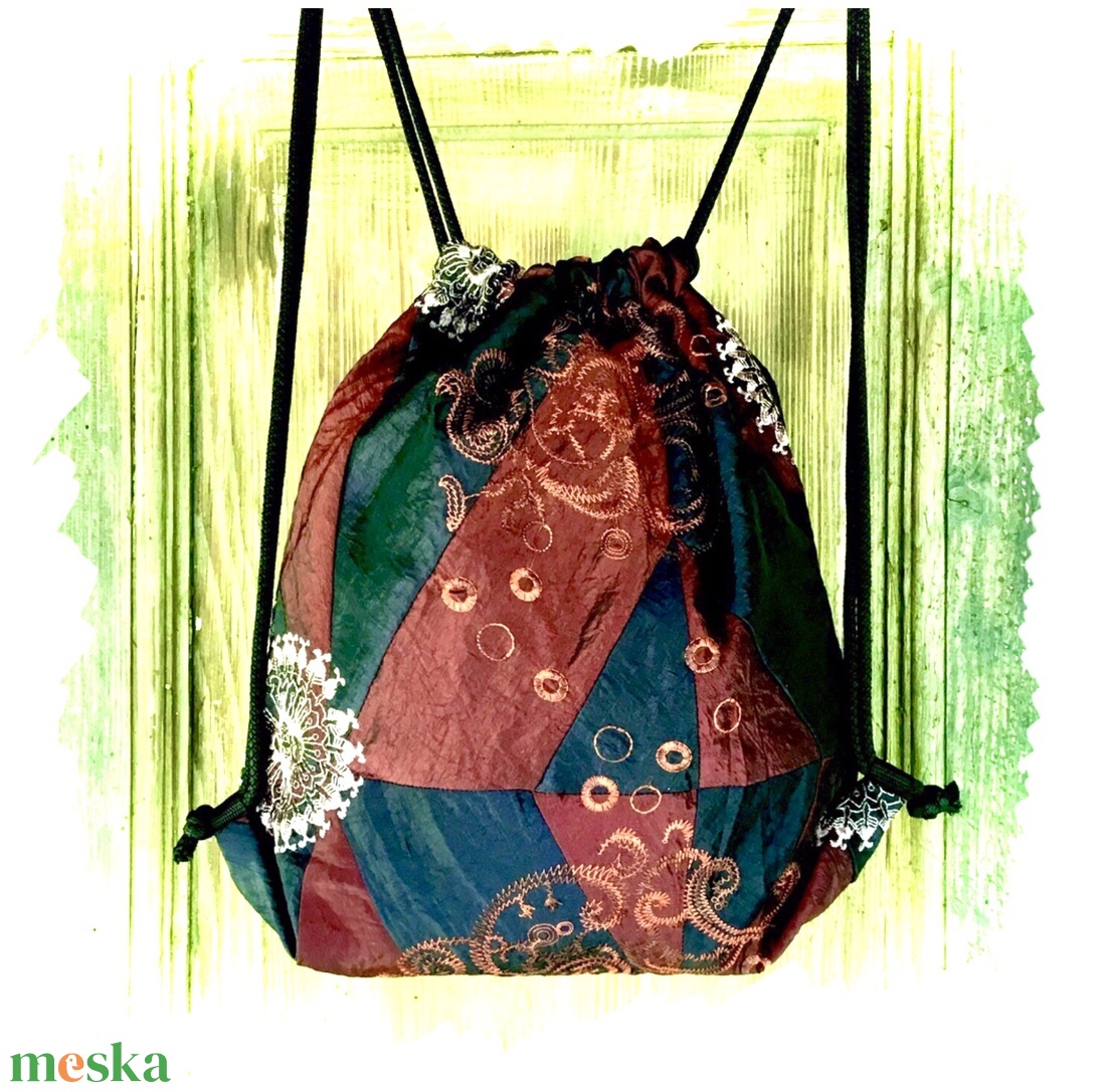 Hímzett naplemente -hátizsák-gymbag - táska & tok - hátizsák - tornazsák, gymbag - Meska.hu