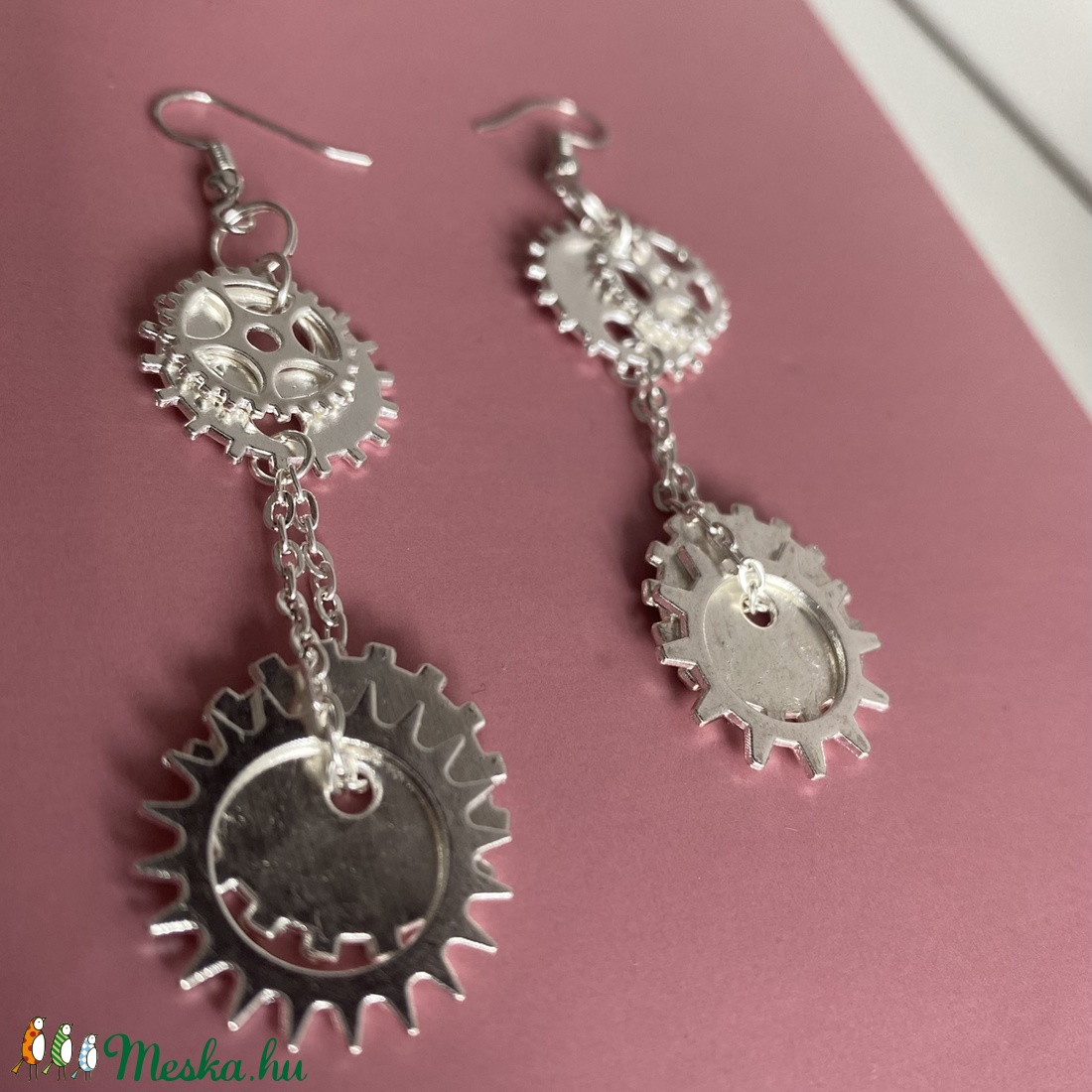 Steampunk fülbevaló kerekekből - ékszer - fülbevaló - lógó fülbevaló - Meska.hu