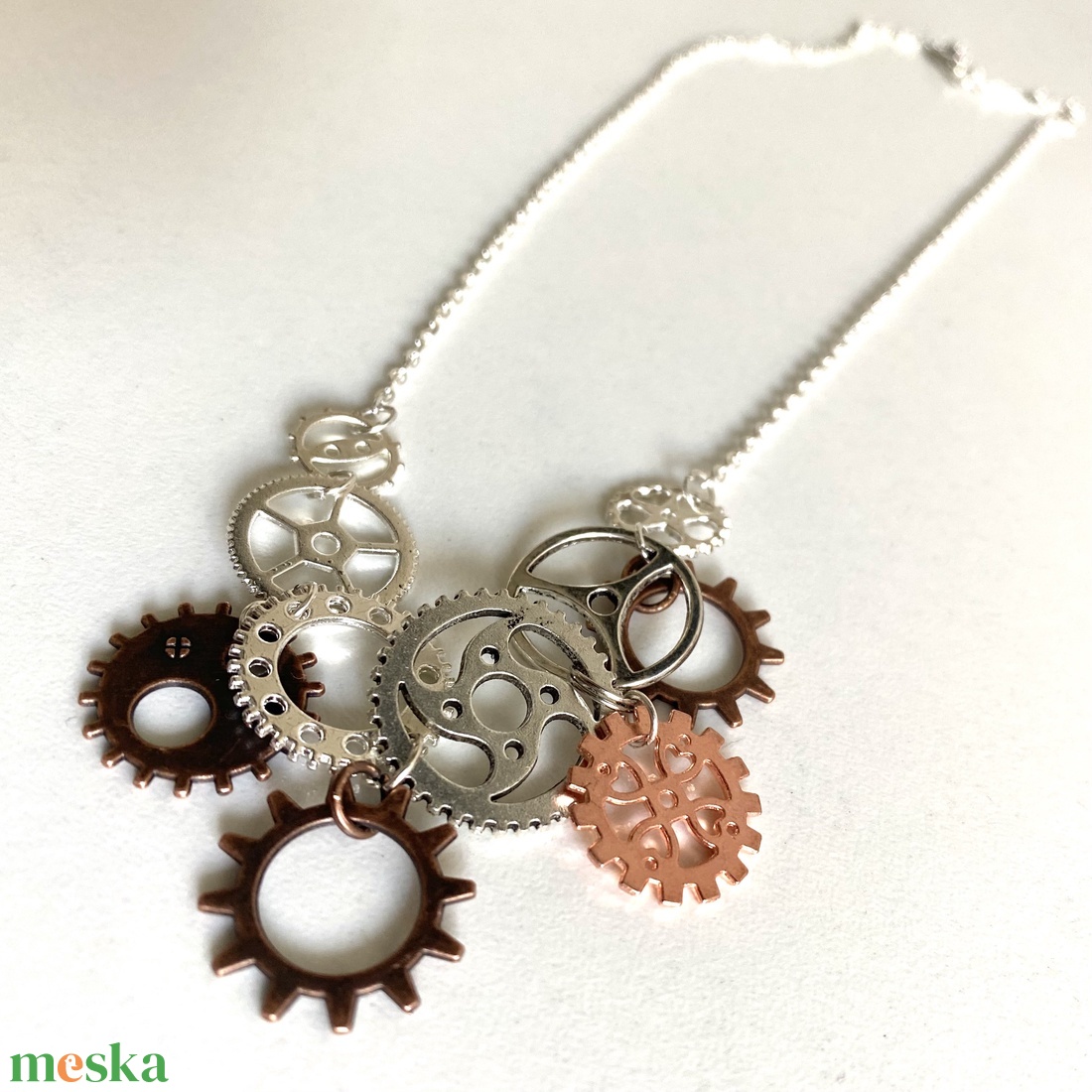 Steampunk nyaklánc, ezüst-rózsa-bronz - ékszer - nyaklánc - statement nyaklánc - Meska.hu Steampunk nyaklánc, ezüst-rózsa-bronz - ékszer - nyaklánc - statement nyaklánc - Meska.hu
