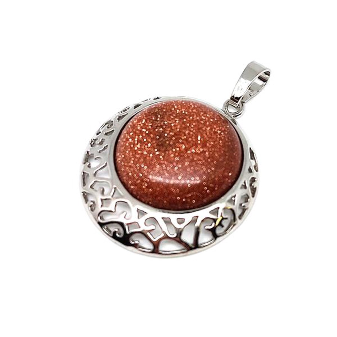 Kerek medál fém Goldstone vörös 3cm - ékszer - nyaklánc - medál - Meska.hu