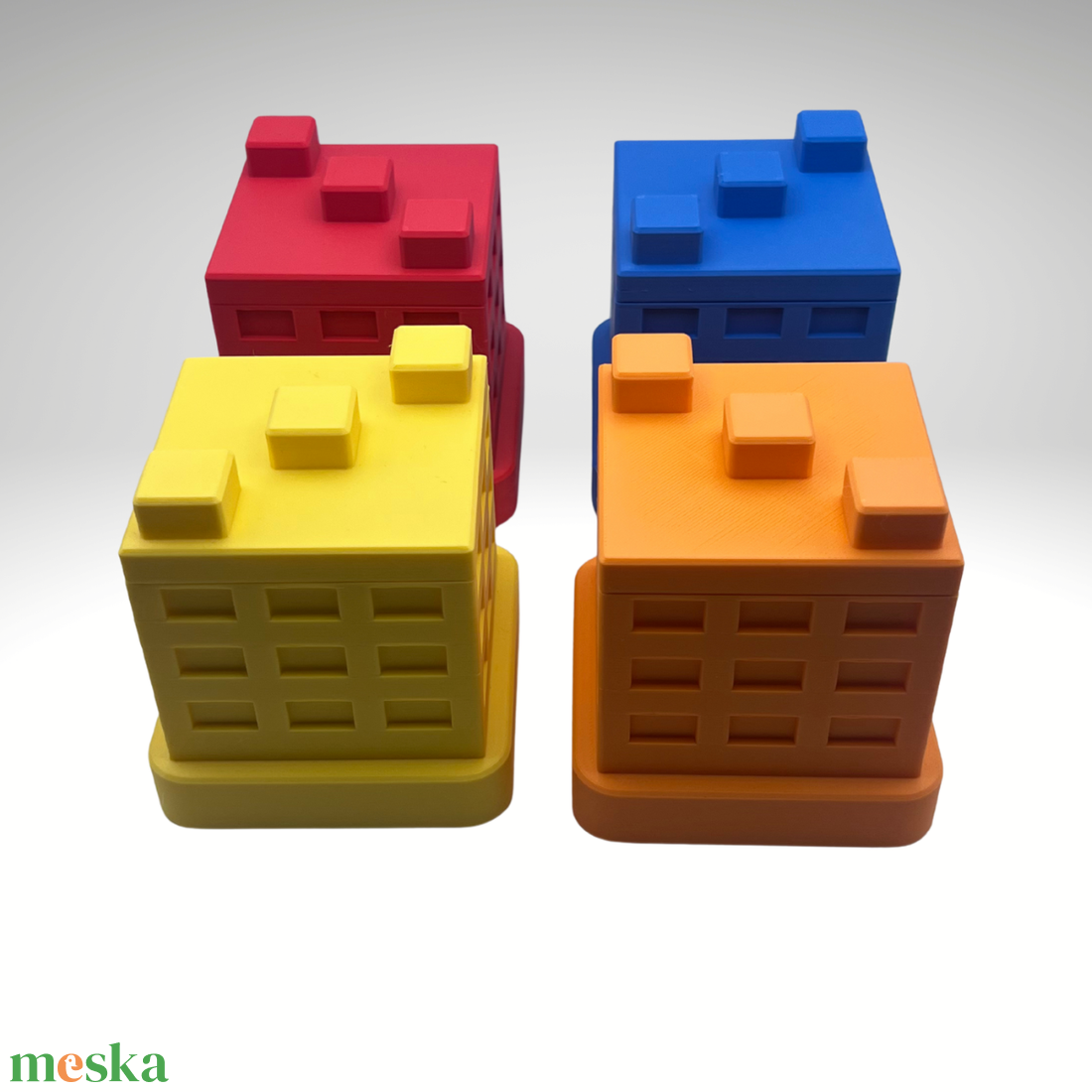 Színes Házak logikai játék - játék & sport - készségfejlesztő és logikai játék - logikai játékok - Meska.hu