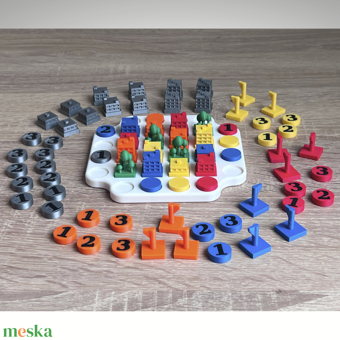 Színes Házak logikai játék - játék & sport - készségfejlesztő és logikai játék - logikai játékok - Meska.hu