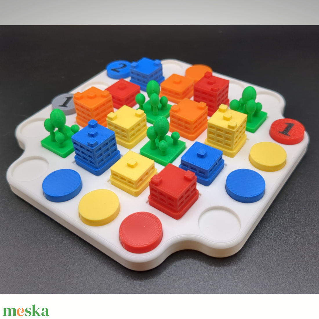 Színes Házak logikai játék - játék & sport - készségfejlesztő és logikai játék - logikai játékok - Meska.hu