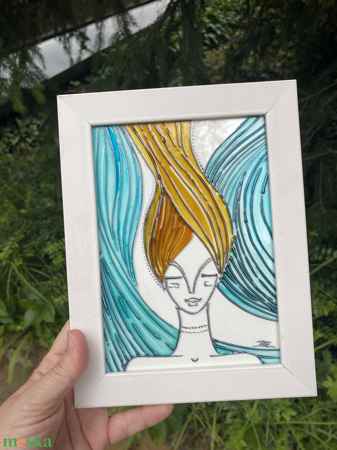 Flow - a női energia  egy közepes  méretű üvegfestménybe sűrítve - művészet - festmény - üvegfestmény - Meska.hu