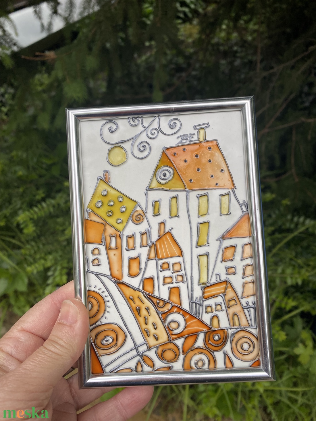 Tenyérnyi város - Miniatűr üvegfestmény - művészet - festmény - üvegfestmény - Meska.hu Tenyérnyi város - Miniatűr üvegfestmény - művészet - festmény - üvegfestmény - Meska.hu