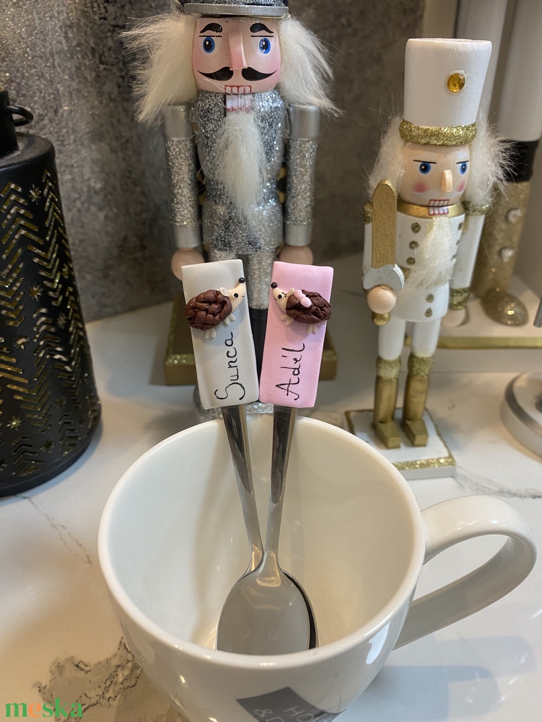 Páros sünis kanál - otthon & életmód - konyhafelszerelés, tálalás - tálalás - kanál & villa - Meska.hu