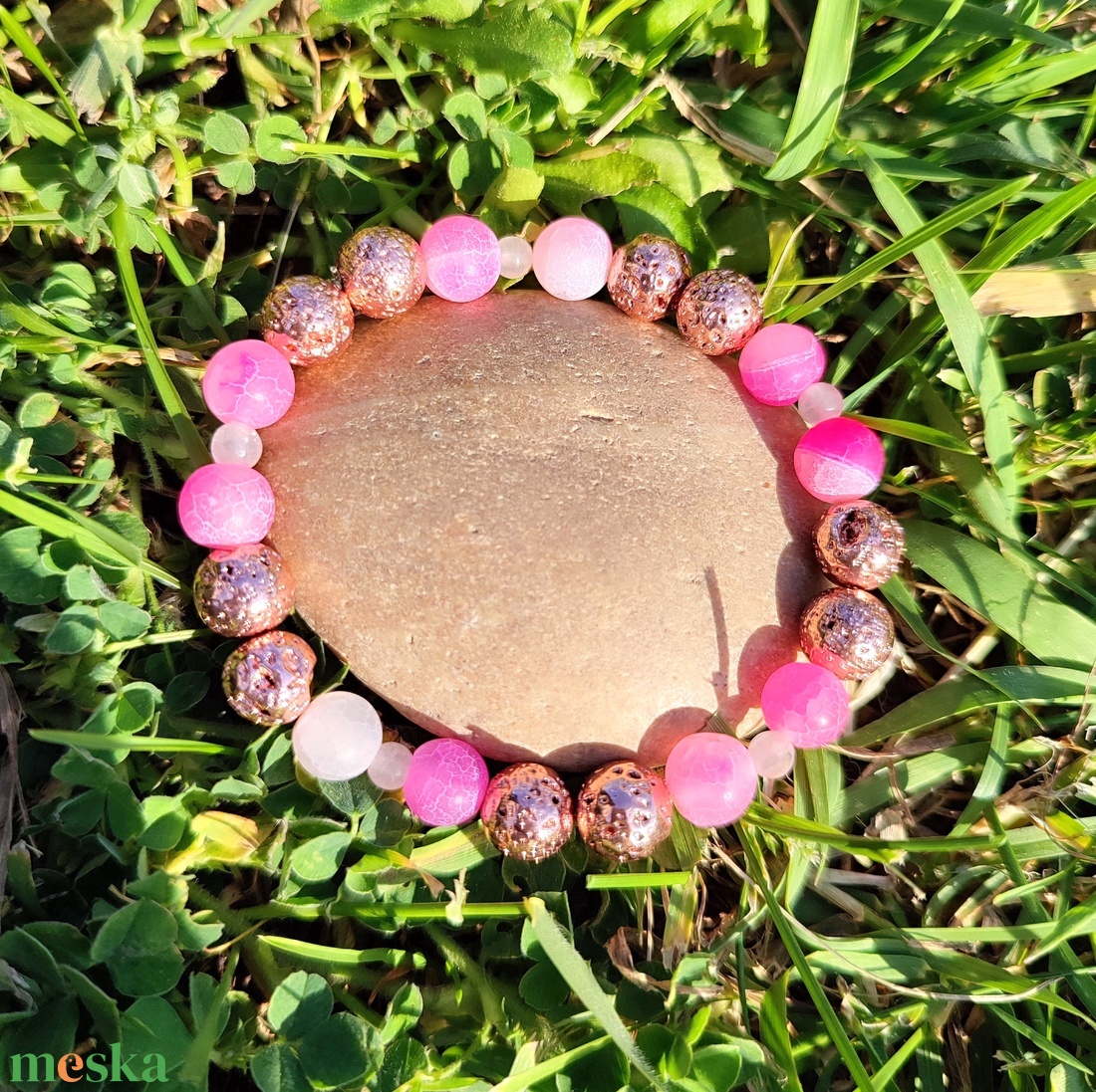 Rózsakvarc - pink achát - rosegold lávakő ásványkarkötő - ékszer - karkötő - gyöngyös karkötő - Meska.hu Rózsakvarc - pink achát - rosegold lávakő ásványkarkötő - ékszer - karkötő - gyöngyös karkötő - Meska.hu