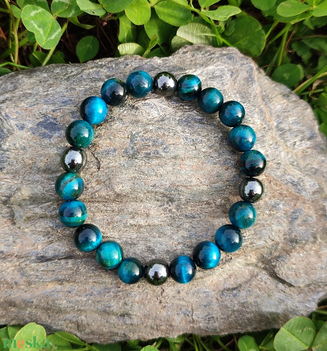 Kék tigrisszem - hematit ásványkarkötő - ékszer - karkötő - ásványkarkötő - Meska.hu
