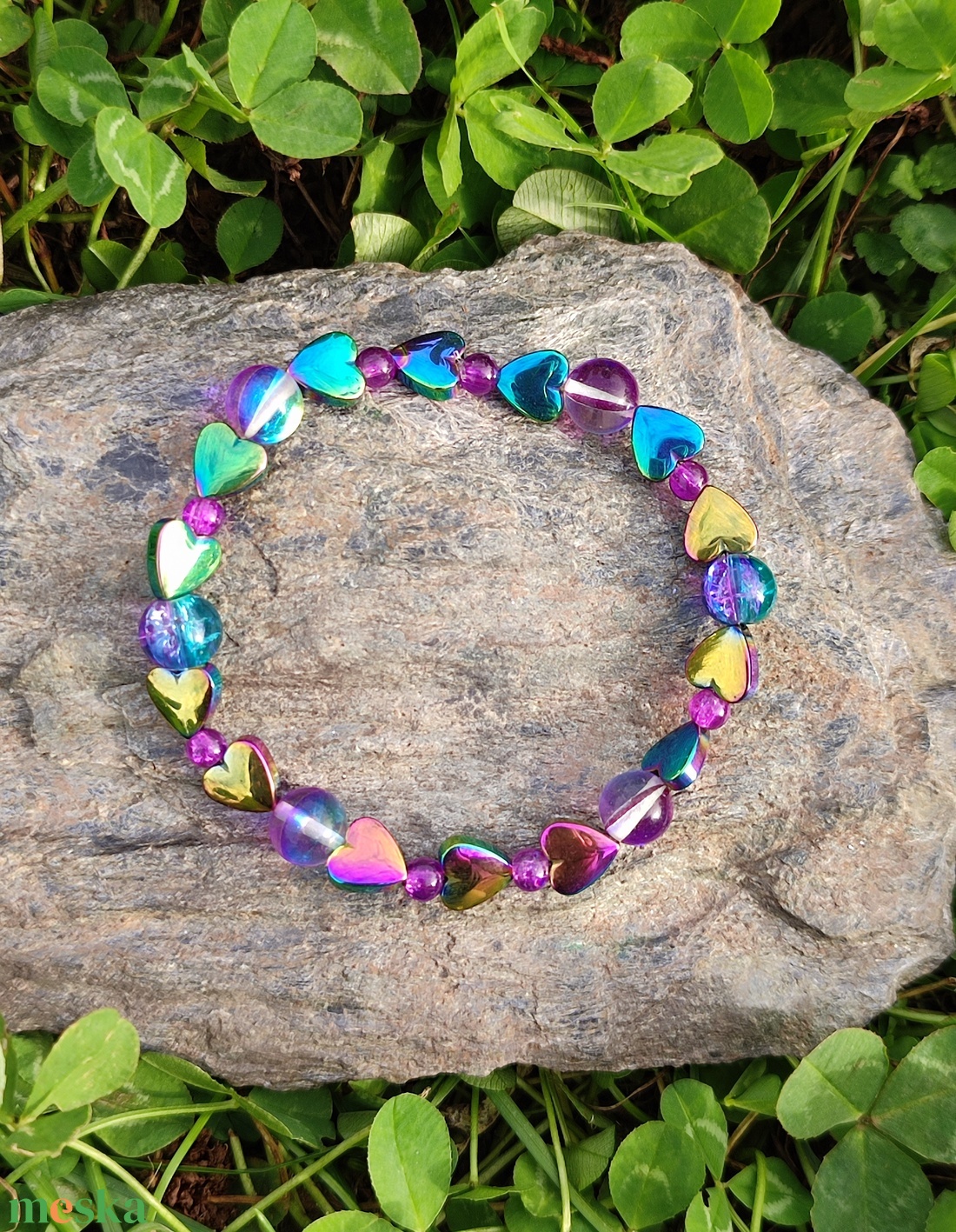 Hematit szív ásványkarkötő - ékszer - karkötő - ásványkarkötő - Meska.hu