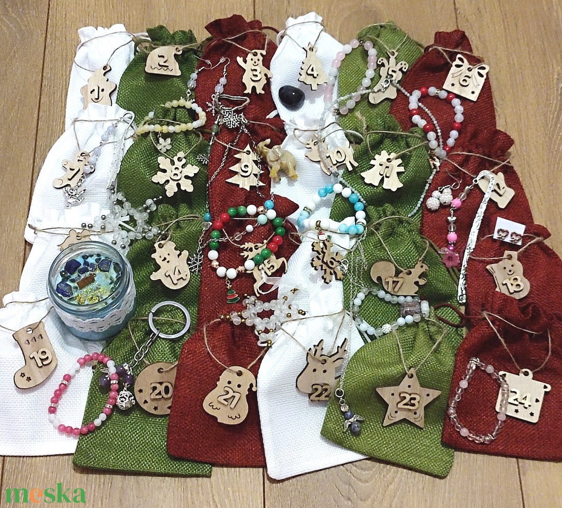 Adventi kalendárium adventi naptár ásványékszerekkel - karácsony - adventi díszek - adventi naptár - Meska.hu