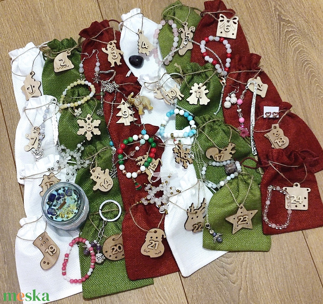 Adventi kalendárium adventi naptár ásványékszerekkel - karácsony - adventi díszek - adventi naptár - Meska.hu