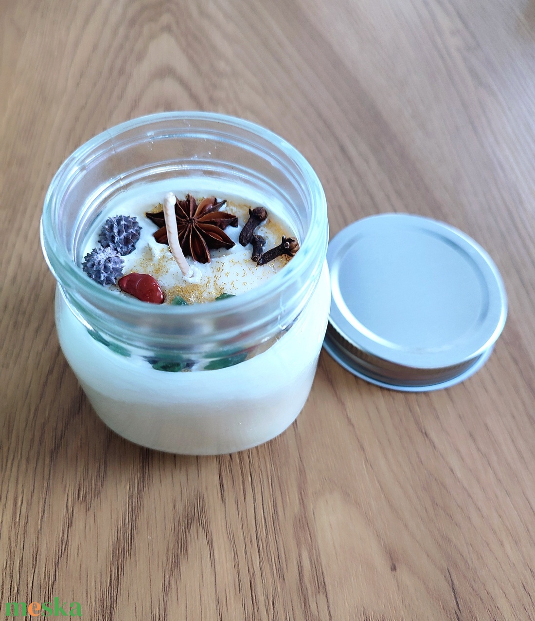 Karácsonyi illatgyertya ásványokkal - karácsony - karácsonyi lakásdekoráció - karácsonyi illatgyertya, mécses - Meska.hu