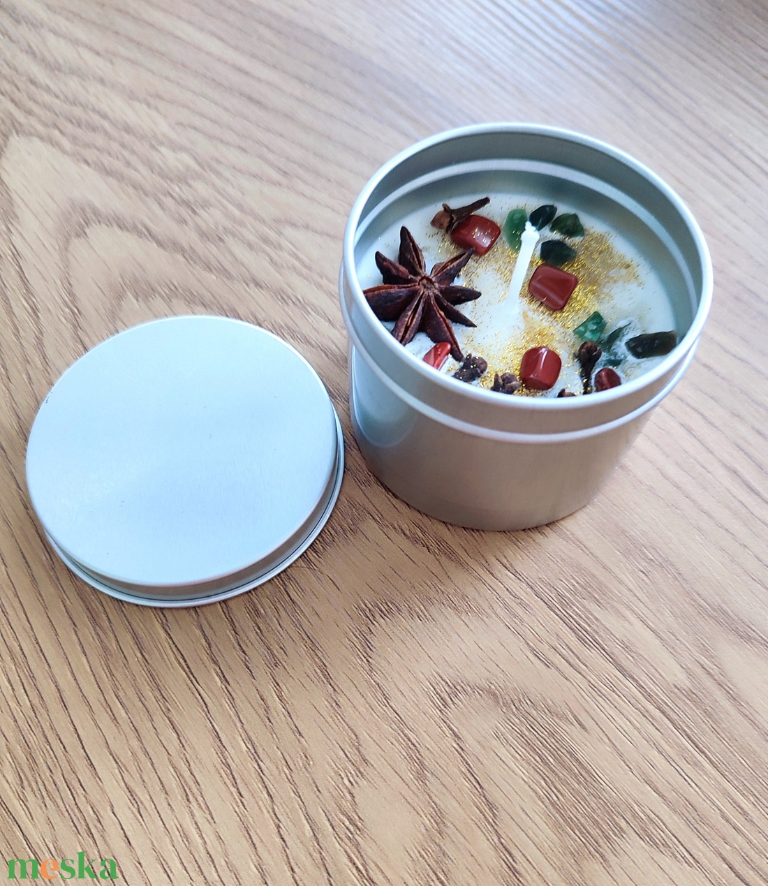 Karácsonyi illatgyertya ásványokkal - karácsony - karácsonyi lakásdekoráció - karácsonyi illatgyertya, mécses - Meska.hu