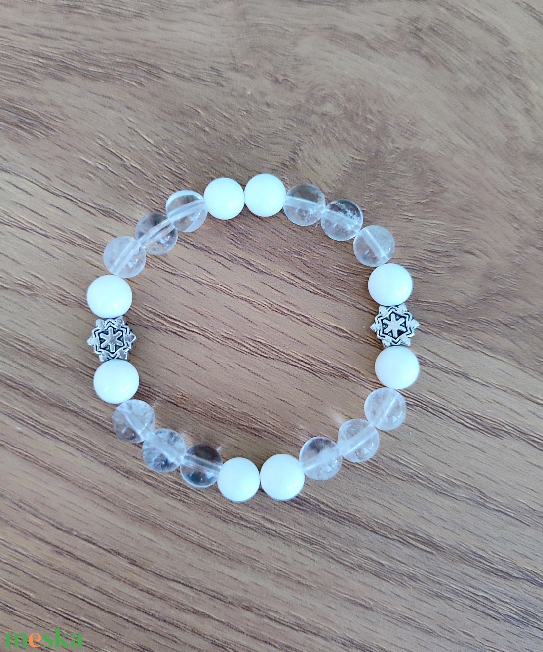 Hegyikristály - kagylóhéj gyöngy ásványkarkötő  - ékszer - karkötő - ásványkarkötő - Meska.hu