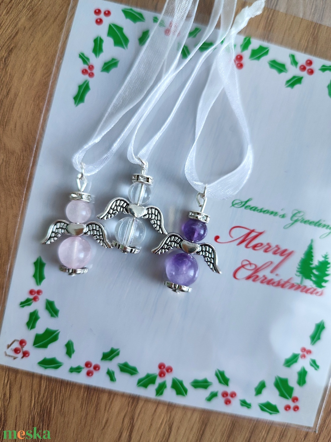 Karácsonyi ásvány angyalka dísz csomag, 3 db ásvány angyal - karácsony - karácsonyi lakásdekoráció - karácsonyfadíszek - Meska.hu