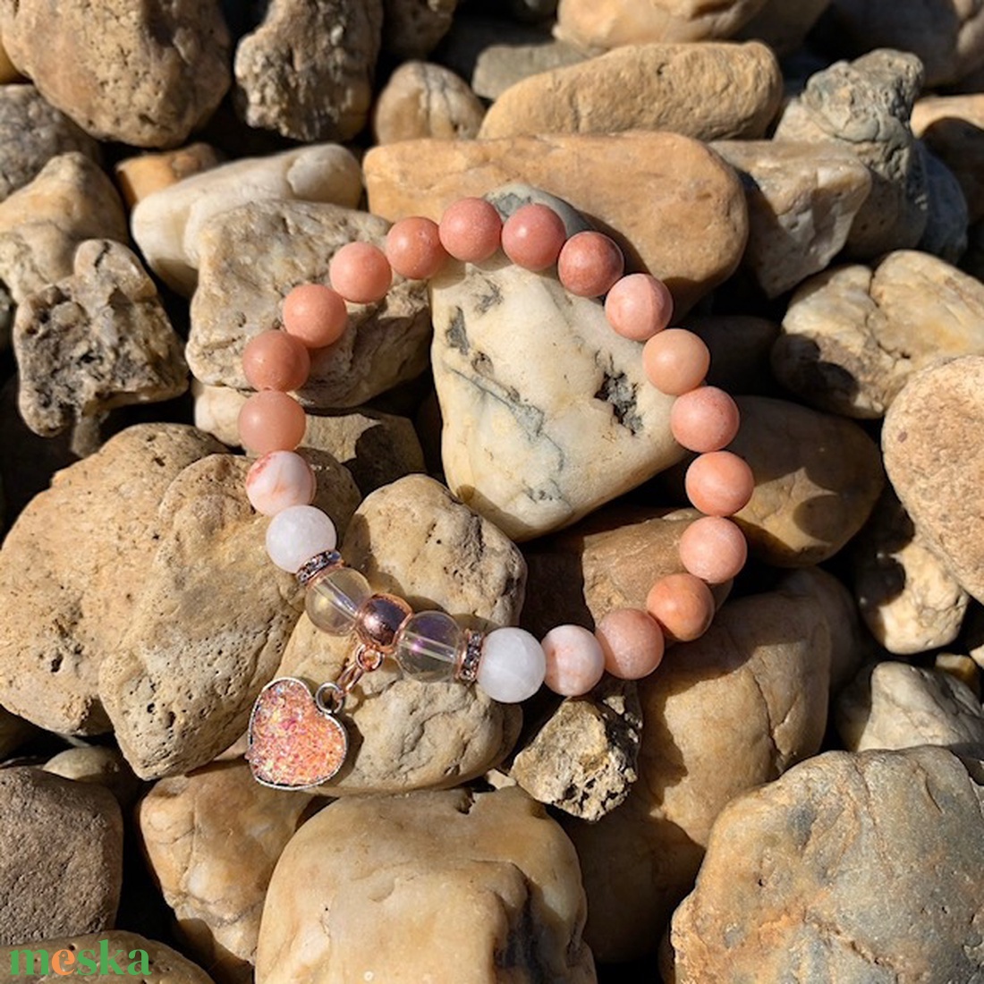 Fájdalomcsillapító-Szerencsehozó-Stresszoldó-Boldogulás Hegyikristály-Jáde-Jáspis-Aventurin Női Ásványkarkötő - ékszer - karkötő - karkötő medállal - Meska.hu