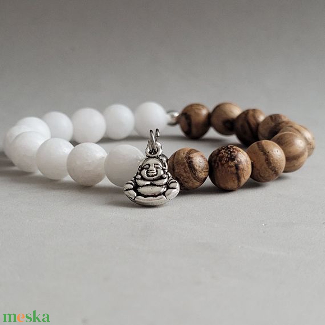 Nevető Buddha Ásvány karkötő - ékszer - karkötő - karkötő medállal - Meska.hu