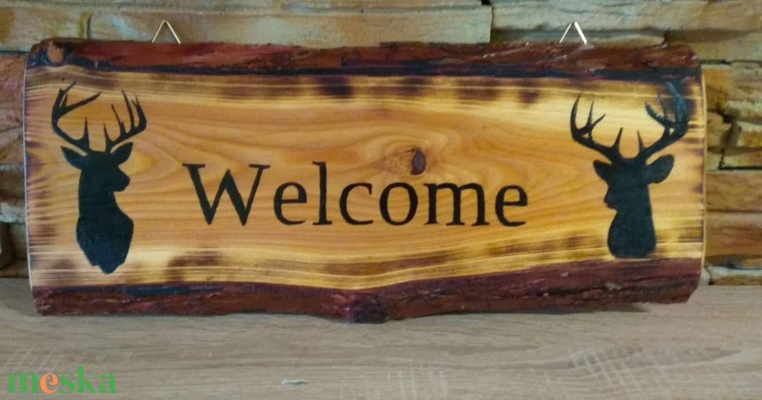 Welcome felirattal és szarvas sziluettel díszített kézműves üdvözlő tábla - otthon & életmód - ház & kert - isten hozott tábla - Meska.hu Welcome felirattal és szarvas sziluettel díszített kézműves üdvözlő tábla - otthon & életmód - ház & kert - isten hozott tábla - Meska.hu