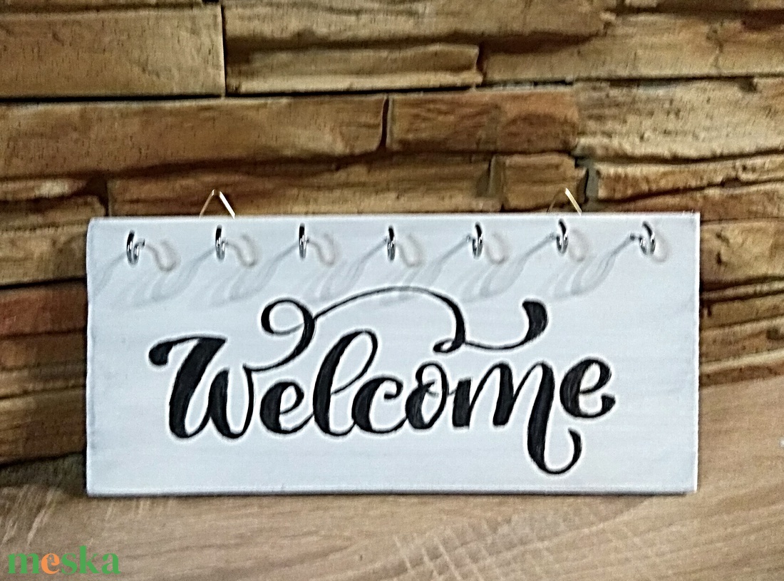 Welcome felül akasztós kulcstartó - otthon & életmód - dekoráció - fali és függő dekoráció - fali kulcstartó - Meska.hu Welcome felül akasztós kulcstartó - otthon & életmód - dekoráció - fali és függő dekoráció - fali kulcstartó - Meska.hu