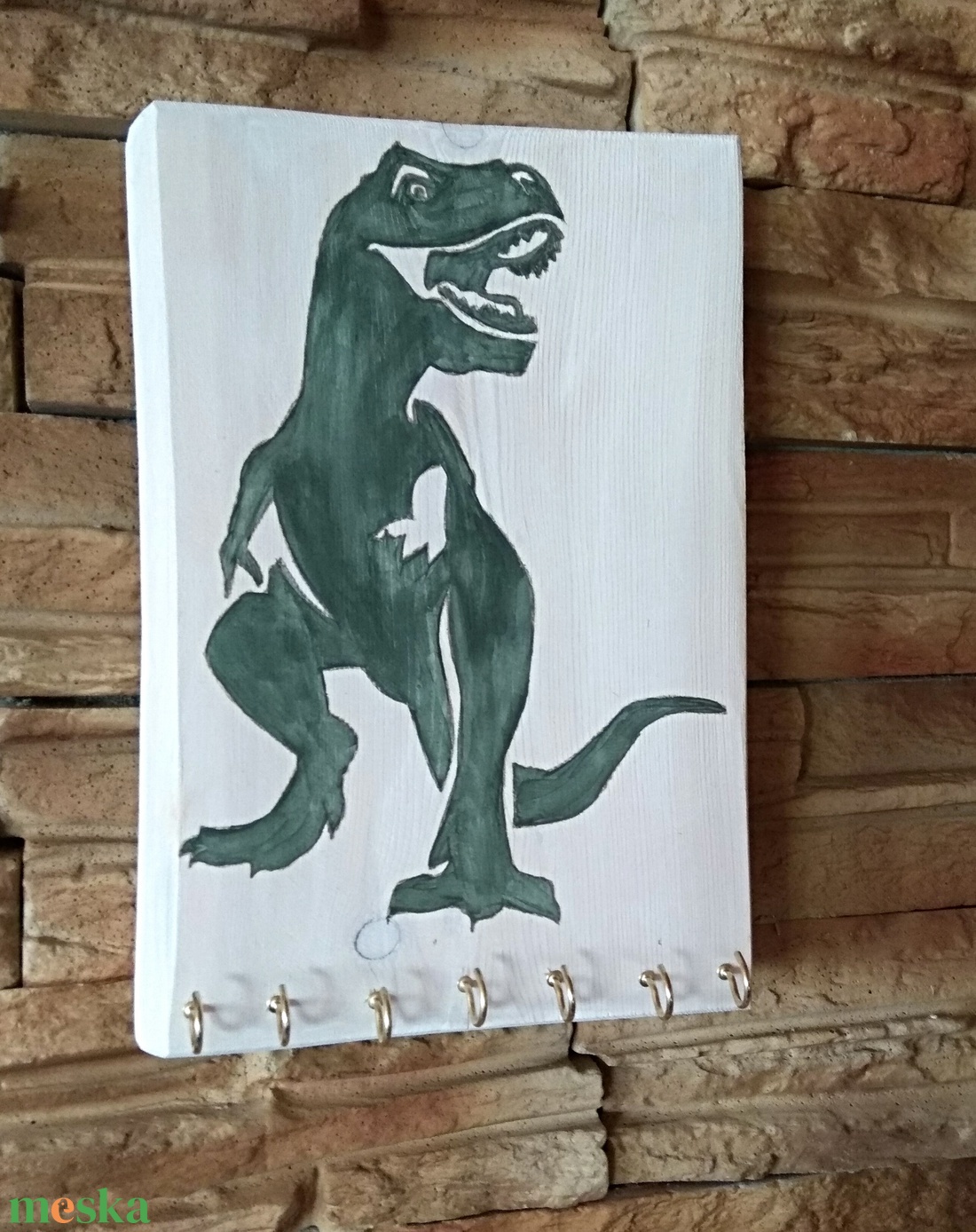 Dínós fali akasztós tároló  - otthon & életmód - tárolás & rendszerezés - fali tároló - Meska.hu