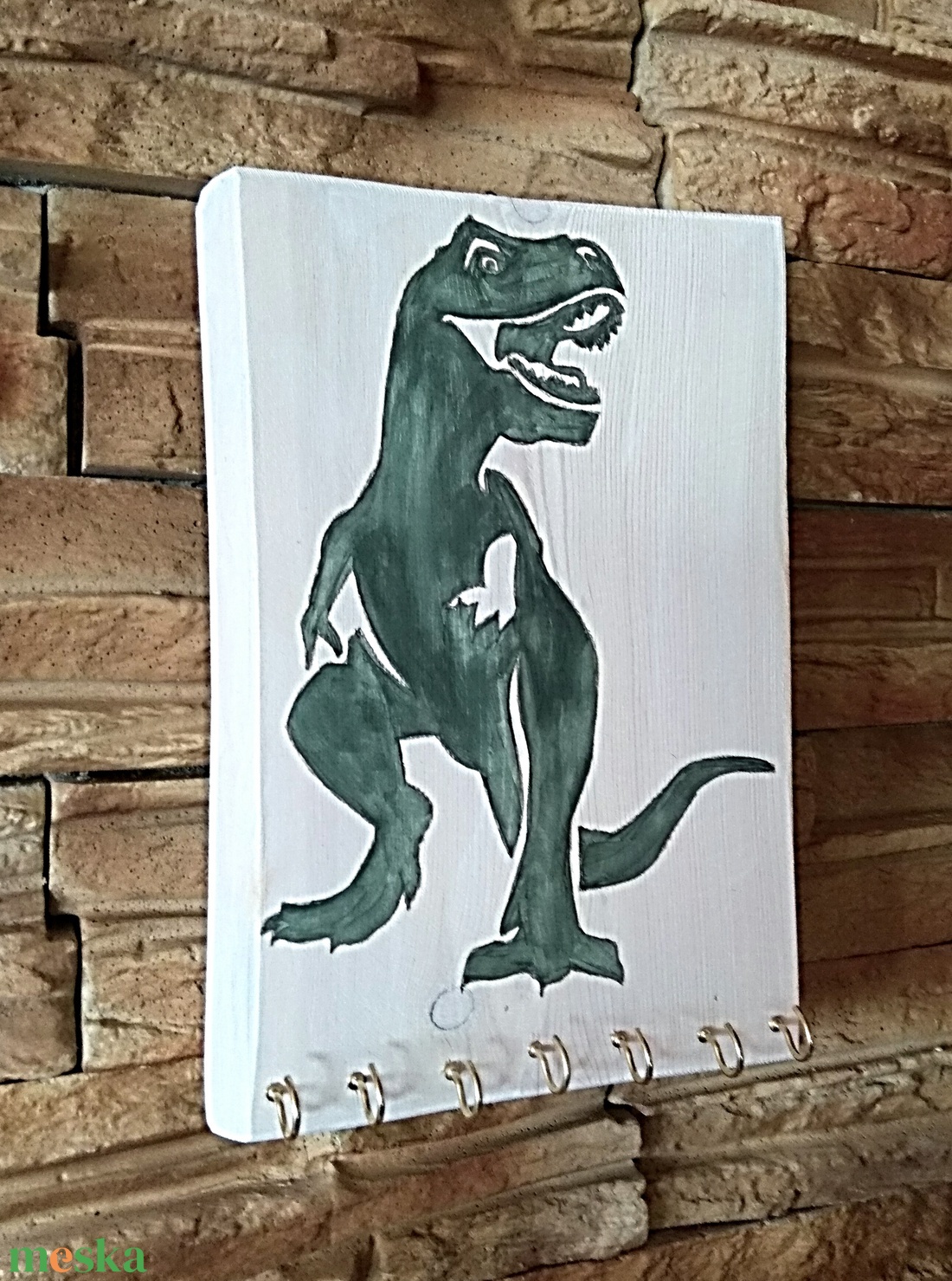 Dínós fali akasztós tároló  - otthon & életmód - tárolás & rendszerezés - fali tároló - Meska.hu