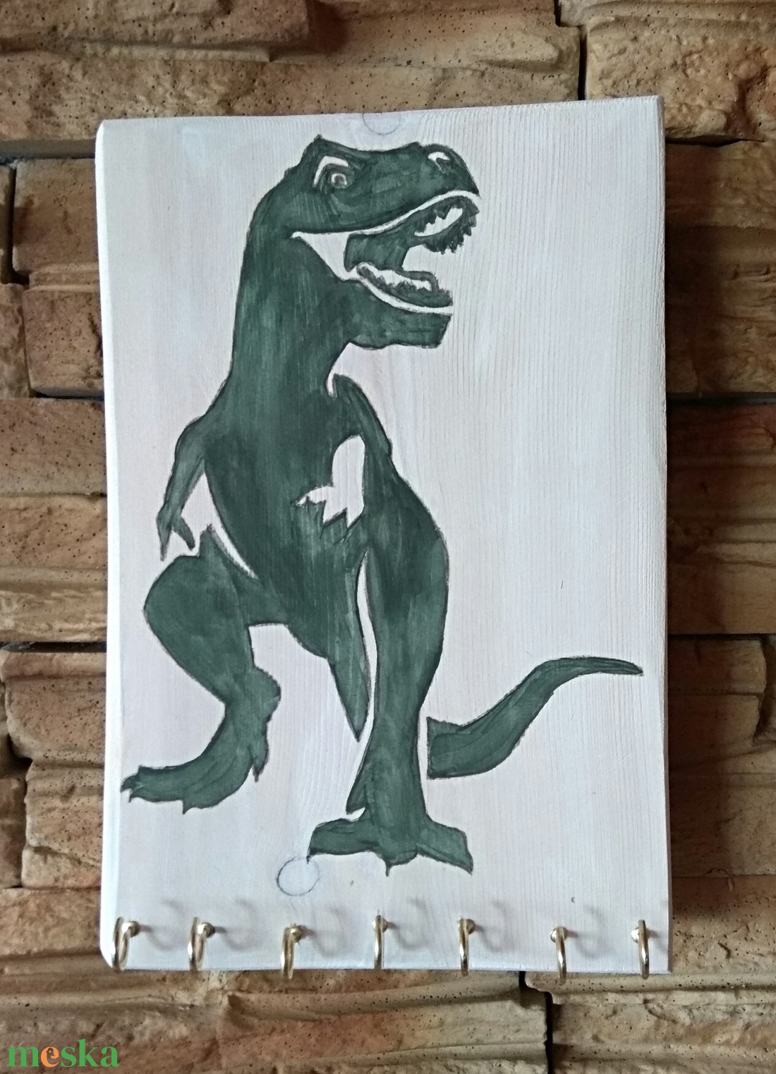 Dínós fali akasztós tároló  - otthon & életmód - tárolás & rendszerezés - fali tároló - Meska.hu