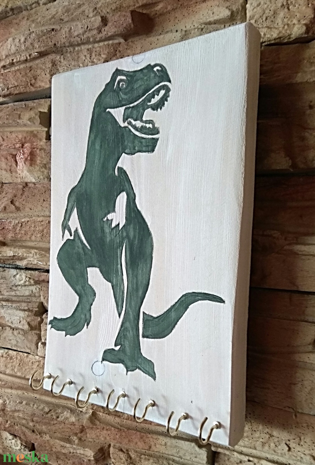 Dínós fali akasztós tároló  - otthon & életmód - tárolás & rendszerezés - fali tároló - Meska.hu