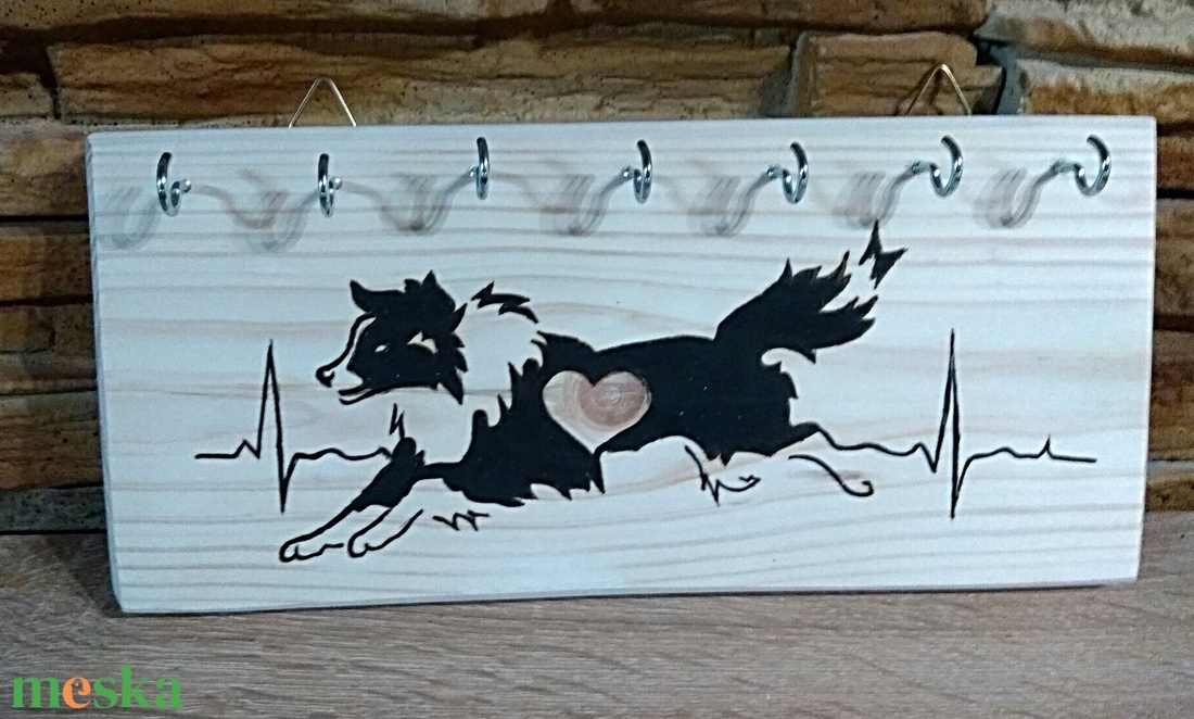 Border collie kézműves fali kulcstartó  - otthon & életmód - dekoráció - fali és függő dekoráció - fali kulcstartó - Meska.hu