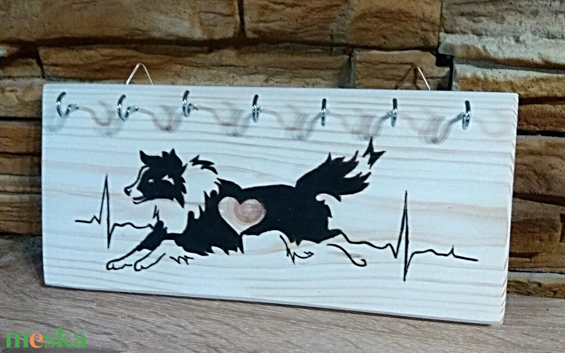 Border collie kézműves fali kulcstartó  - otthon & életmód - dekoráció - fali és függő dekoráció - fali kulcstartó - Meska.hu