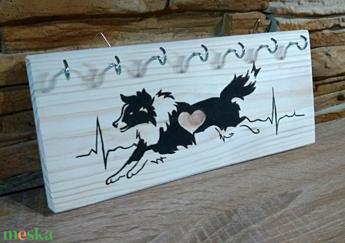 Border collie kézműves fali kulcstartó  - otthon & életmód - dekoráció - fali és függő dekoráció - fali kulcstartó - Meska.hu
