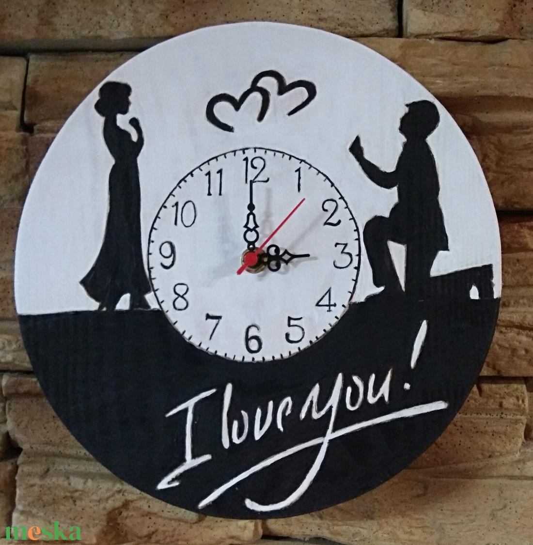 I love you kézműves fa falióra  - otthon & életmód - dekoráció - fali és függő dekoráció - falióra & óra - Meska.hu