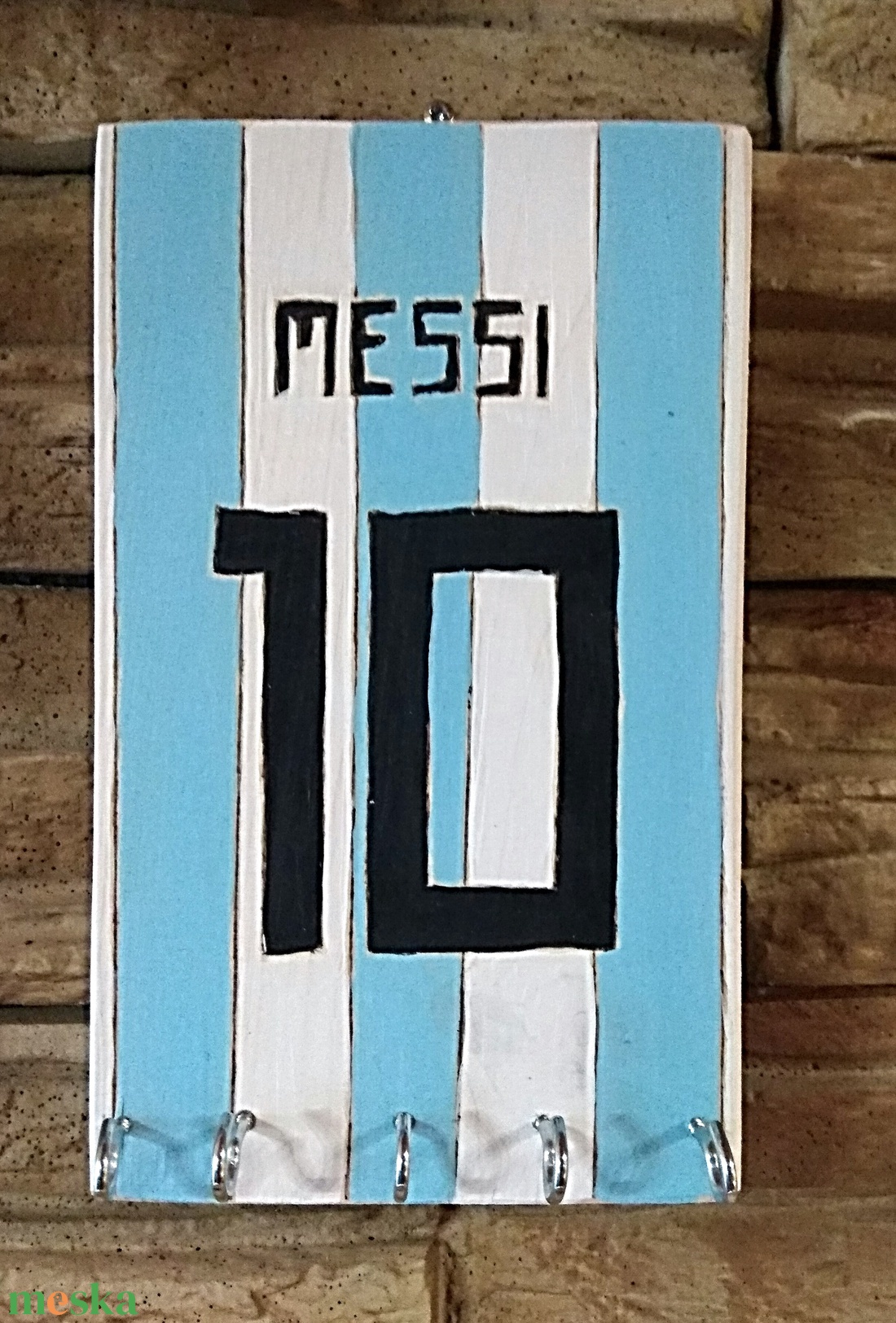 Messi 10 fali kulcstartó  - otthon & életmód - dekoráció - fali és függő dekoráció - fali kulcstartó - Meska.hu